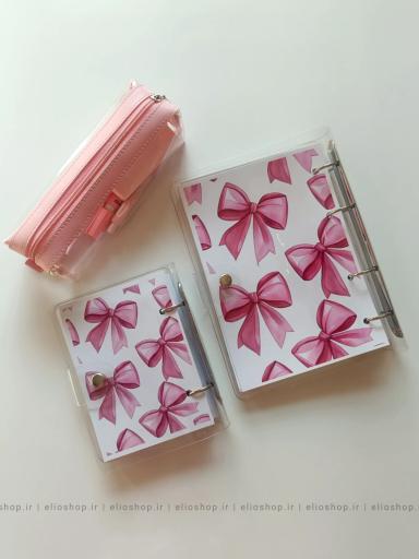 کلاسور شفاف طرح پاپیون صورتی-کد 1